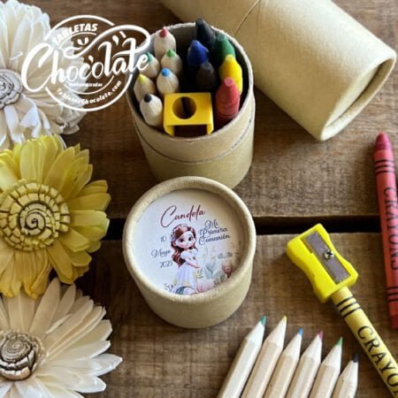 Tubo lápices y Crayolas de Colores